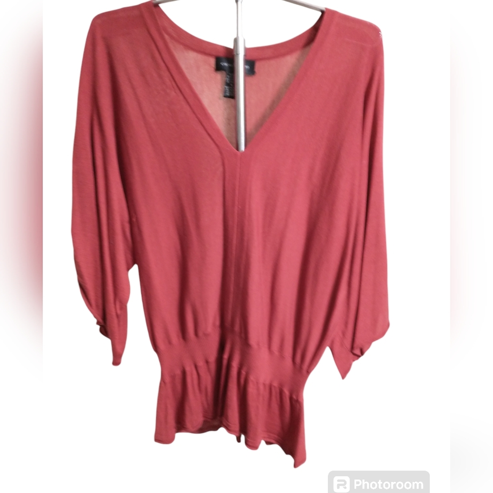 Cable & Gauge Rust Colored Lightweight Sweater - image 1